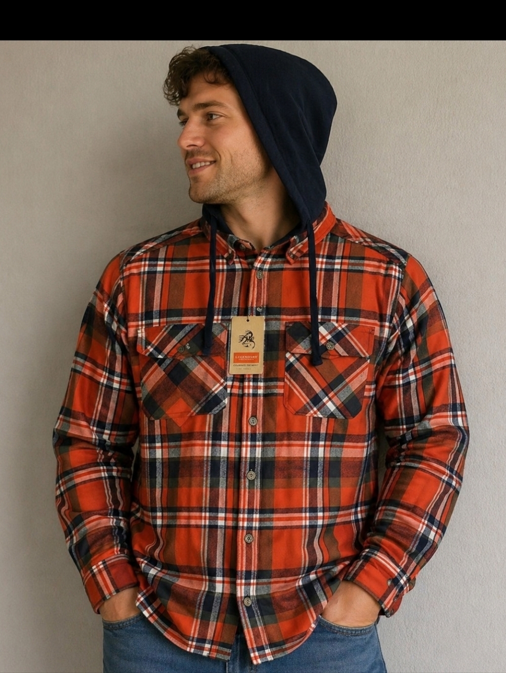 3191 NWT Legendary Whitetail Men's Maplewood Hooded Flannel Shirt Jacket Sz Lg